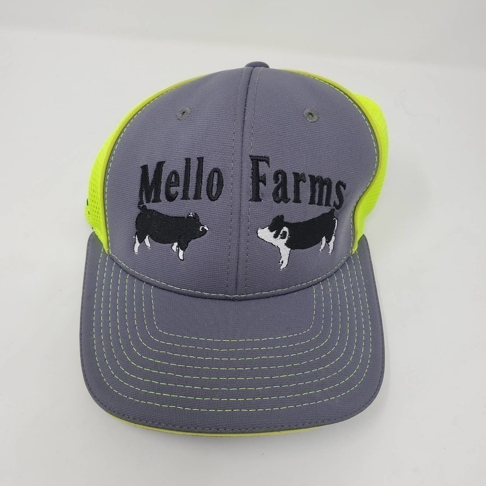 Richardson Mello Farms Flexfit Neon Color Block Cap Adjustable Hat Size XS-Small
